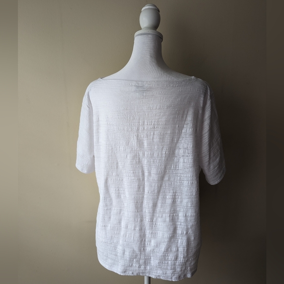 J Crew White Short Sleeve Textured Top XL - Picture 2 of 6